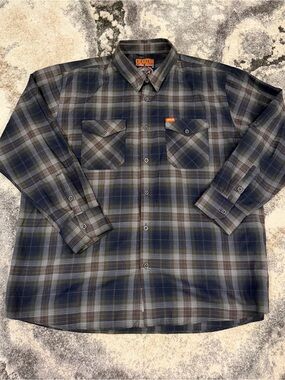 Dixxon Flannel Company Aero Precision 4X Gray Blue Plaid Snap Button Shirt